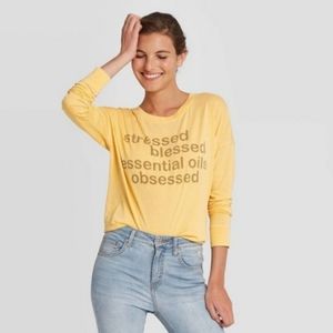 Doa Essential Oils Heather Yellow Graphic Long Sleeve Tee